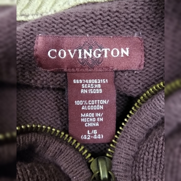 Covington men's cotton burgundy 1/4 zip sweater - Picture 4 of 4